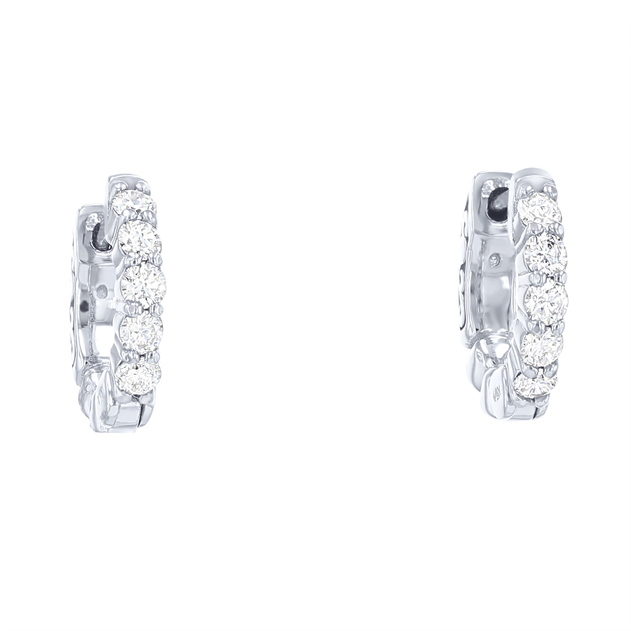 Diamond Hoop Huggie Earrings 0