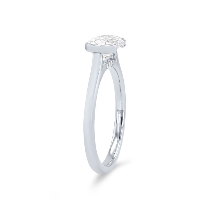 White Gold 14K Solitaire Half Bezel Horizontal Engagement Setting