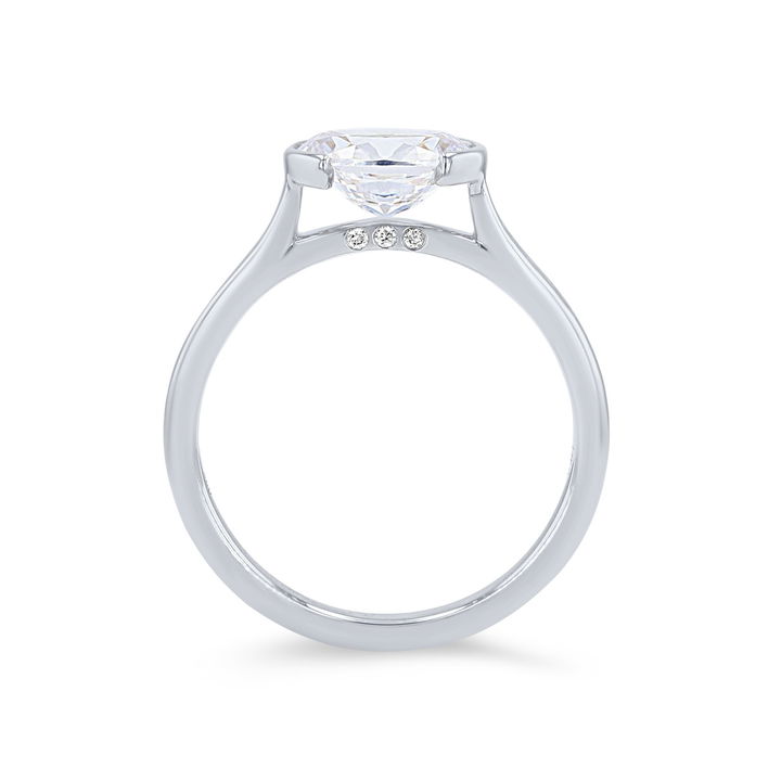 White Gold 14K Solitaire Half Bezel Horizontal Engagement Setting
