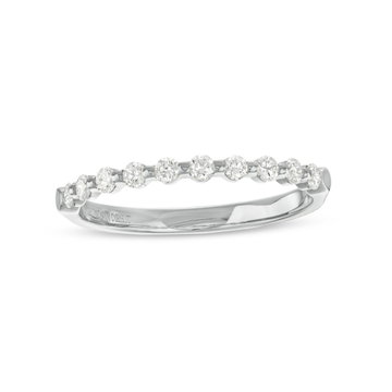 Single Prong Diamond Wedding Band by Adorette In White Gold 14K