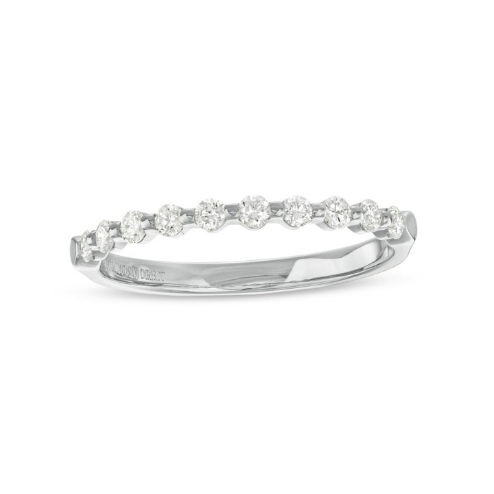 Single Prong Diamond Wedding Band by Adorette In White Gold 14K