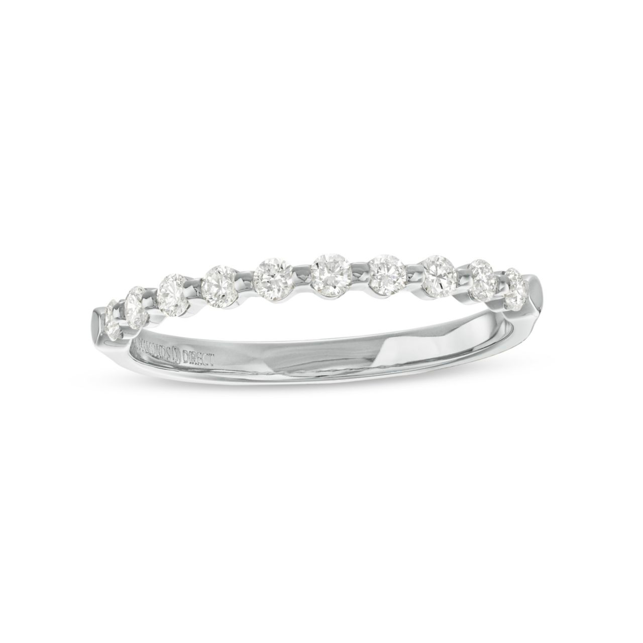 Single Prong Diamond Wedding Band by Adorette In White Gold 14K 2