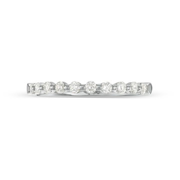 Single Prong Diamond Wedding Band by Adorette In White Gold 14K