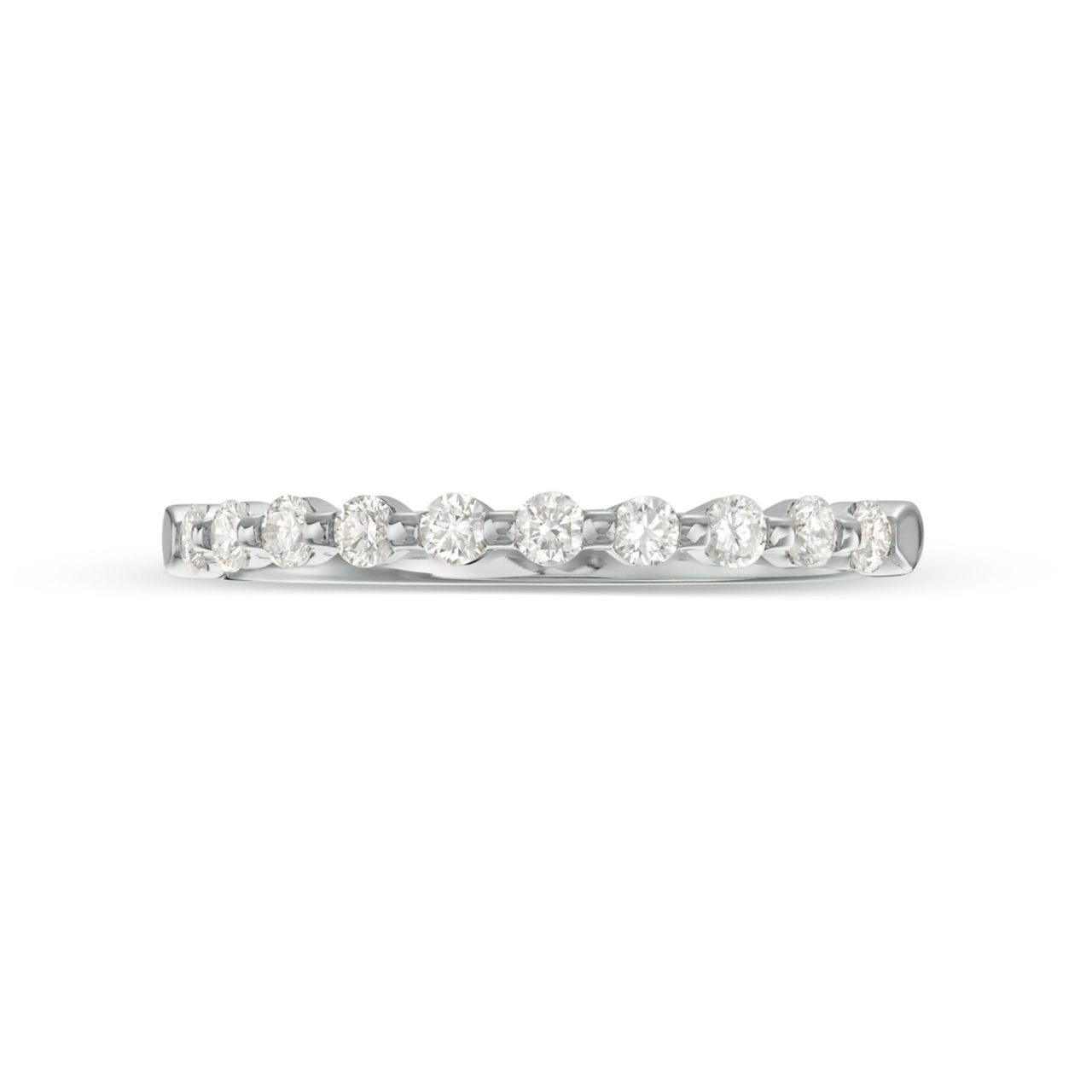 Single Prong Diamond Wedding Band by Adorette In White Gold 14K 0