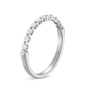 Single Prong Diamond Wedding Band by Adorette In White Gold 14K