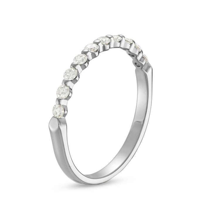 Single Prong Diamond Wedding Band by Adorette In White Gold 14K