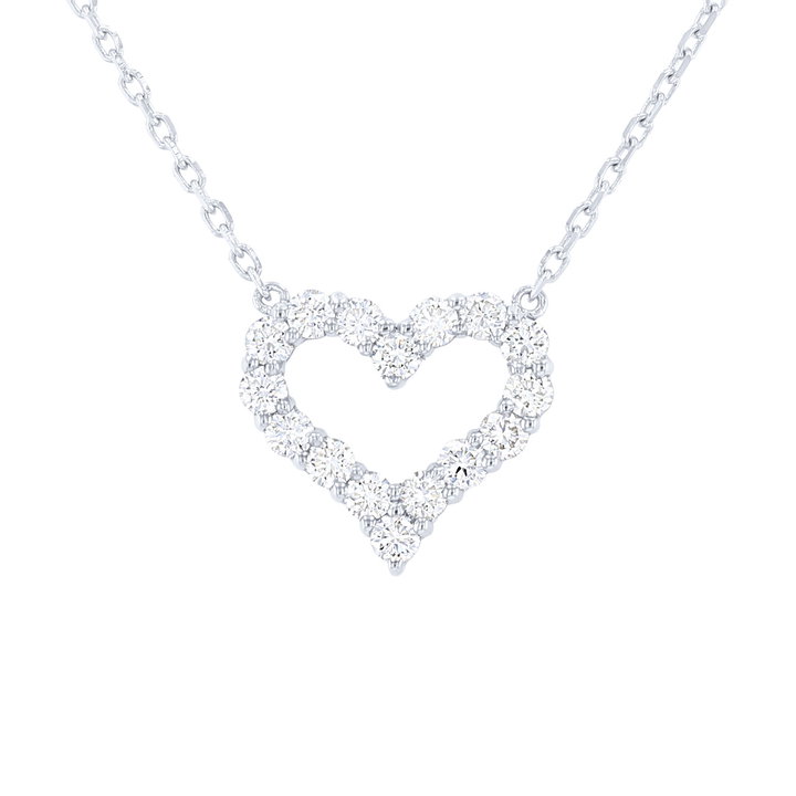 Diamond Heart Pendant Necklace In White Gold 14K