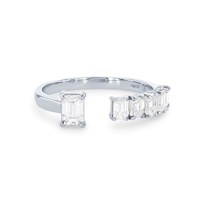 White Gold 18K Emerald Diamond Open Ring