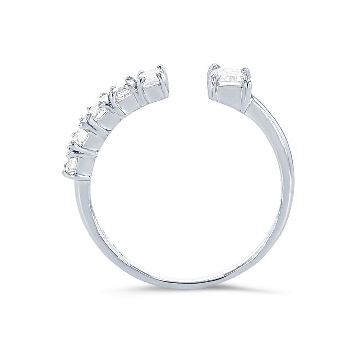 White Gold 18K Emerald Diamond Open Ring