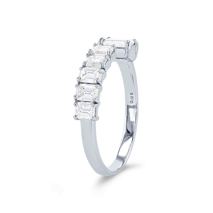 White Gold 18K Emerald Diamond Open Ring