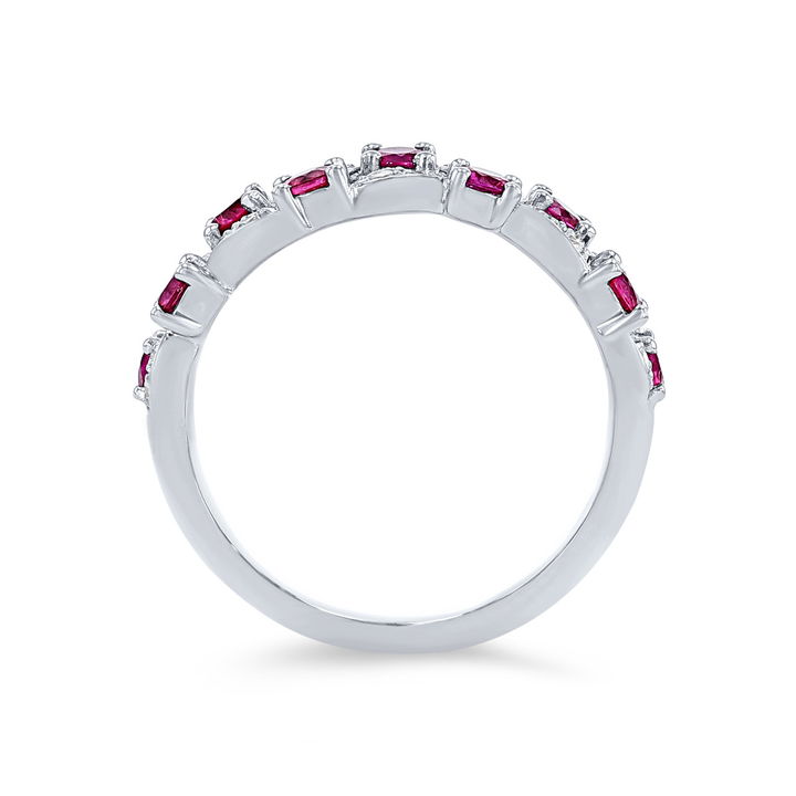 White Gold 14K Ruby and Diamond Vine Ring