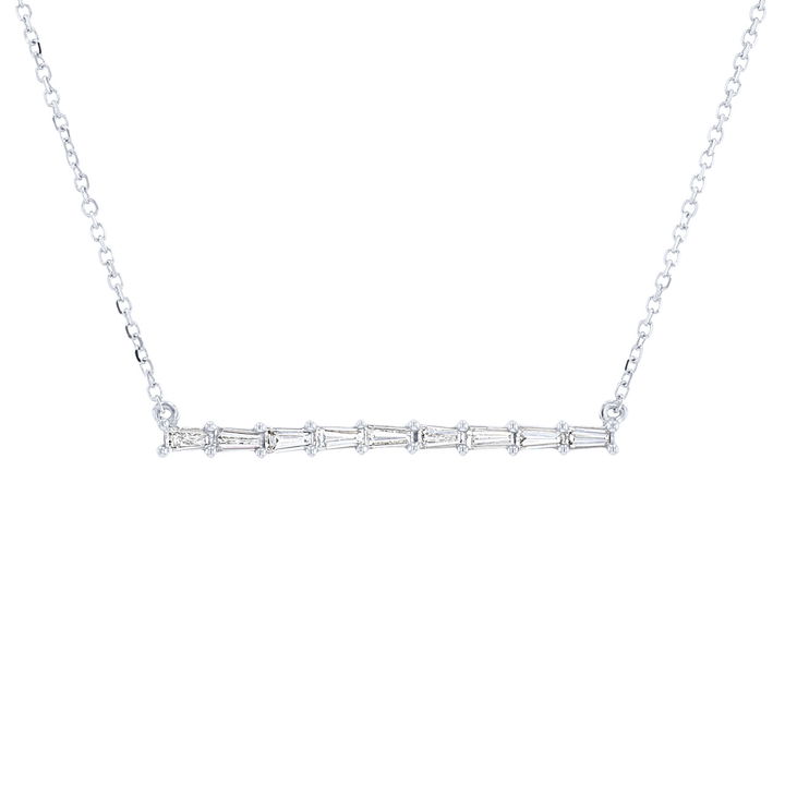 White Gold 18K Baguette Diamond Bar Pendant