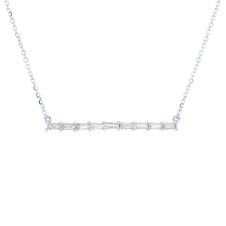 Baguette Diamond Bar Pendant In White Gold 18K