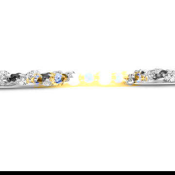 Alternating Diamond and Blue Sapphire Wedding Band