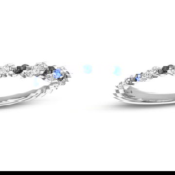 Alternating Diamond and Blue Sapphire Wedding Band