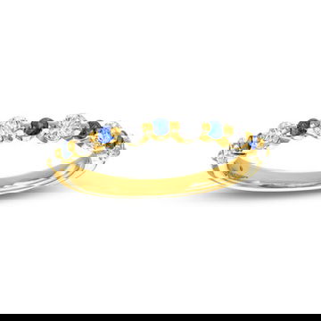 Alternating Diamond and Blue Sapphire Wedding Band