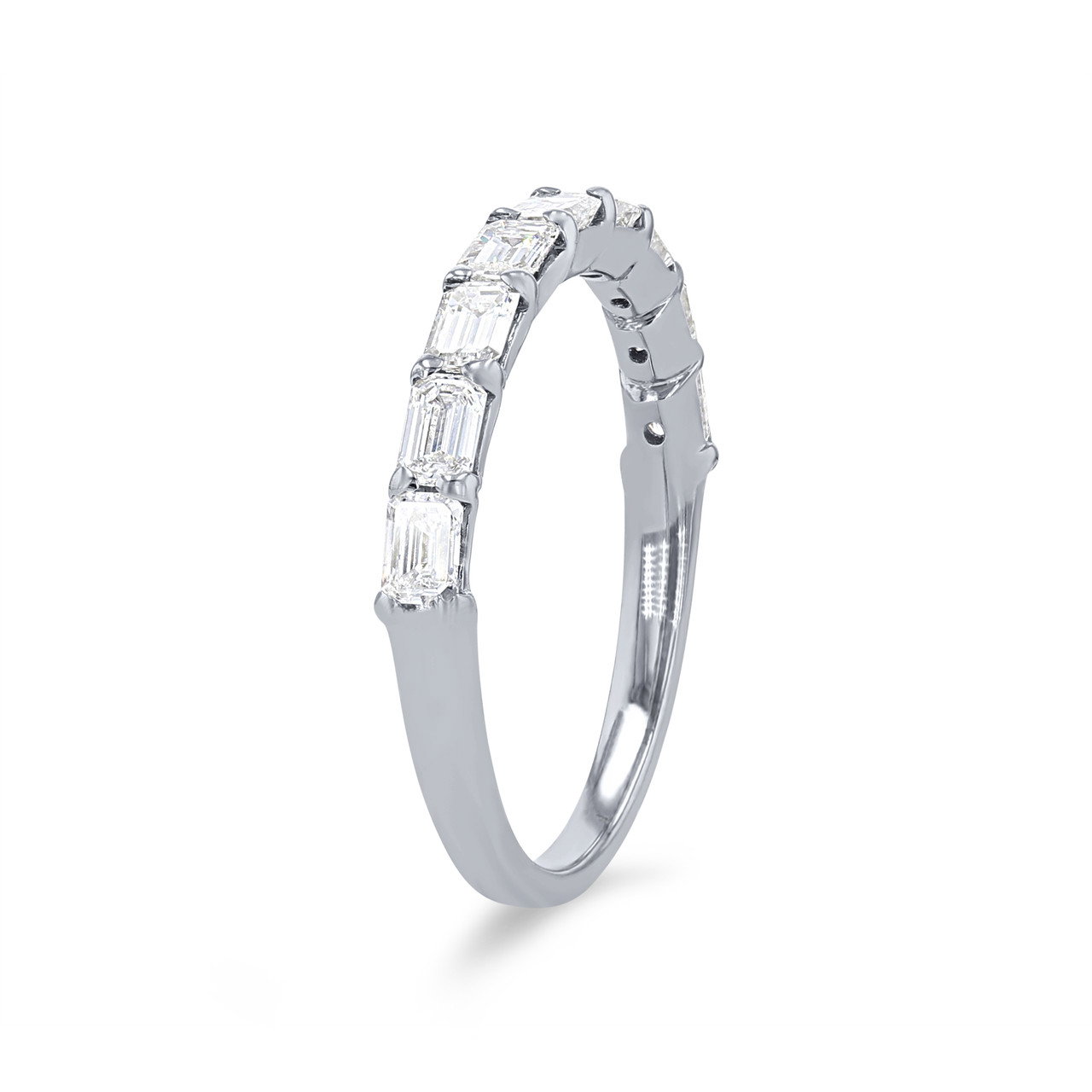 Horizontal Emerald Diamond Wedding Band 1