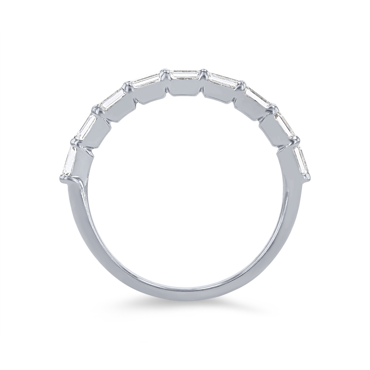 Horizontal Emerald Diamond Wedding Band 2