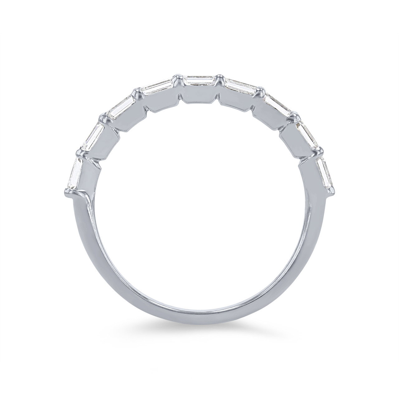 Horizontal Emerald Diamond Wedding Band 2