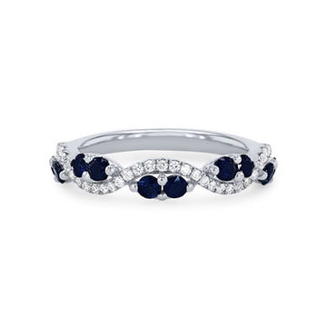 Sapphire and Diamond Twist Wedding Band
