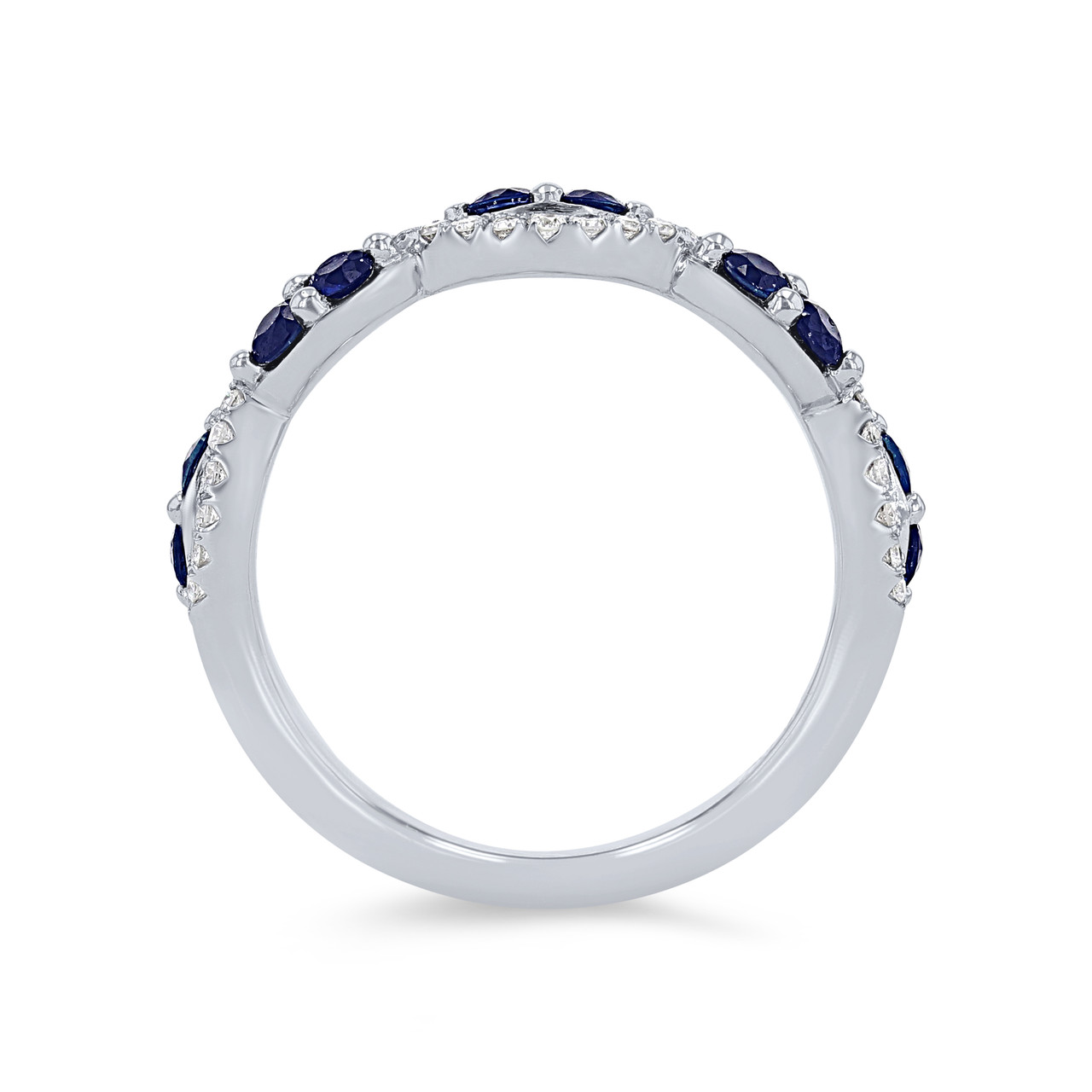 Sapphire and Diamond Twist Wedding Band
