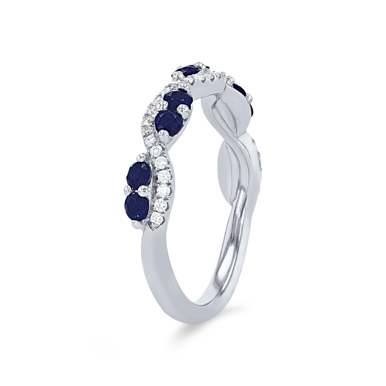 Sapphire and Diamond Twist Wedding Band
