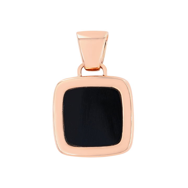 Rose Gold 14K Black Onyx Square Pendant