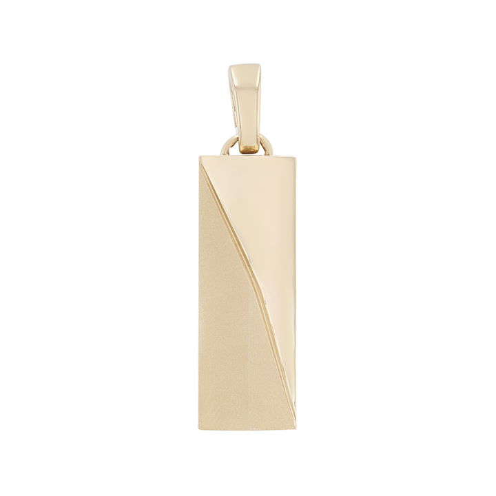 Yellow Gold 14K Split Matte and High Polished Bar Pendant