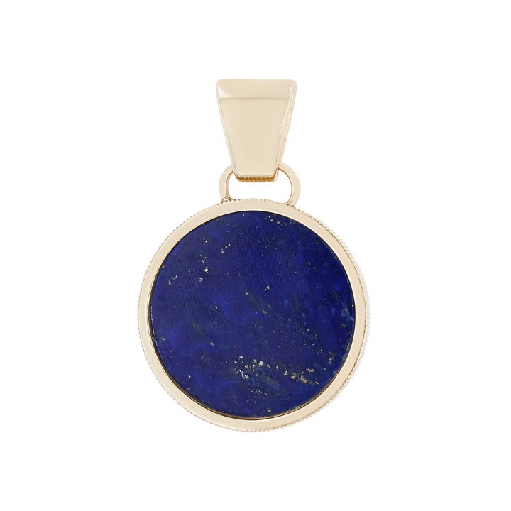Yellow Gold 14K Lapis Circle Quoin Pendant