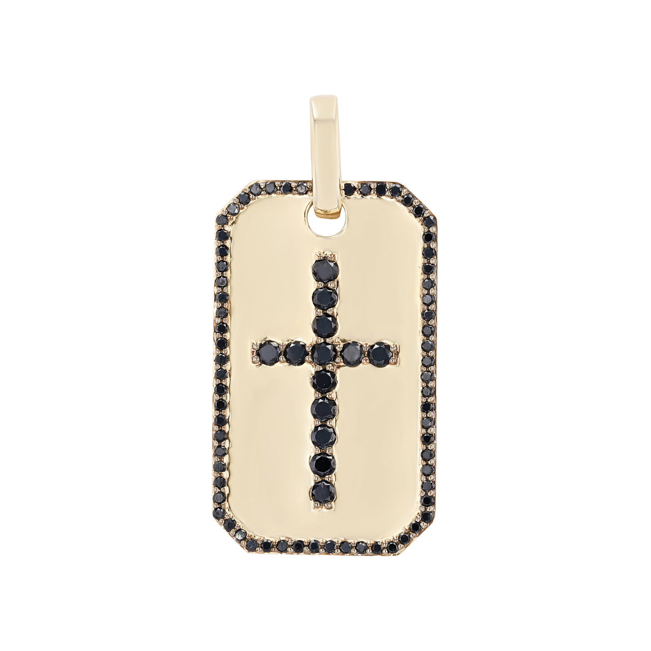 Black Diamond Cross Dog Tag Pendant 0