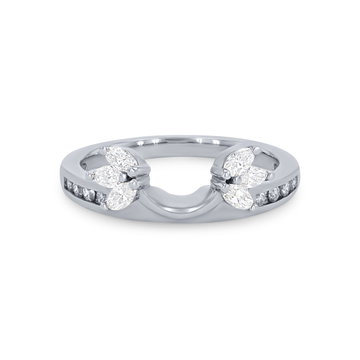 True Romance Floral Marquise and Round Diamond Ring Wrap In White Gold 14K