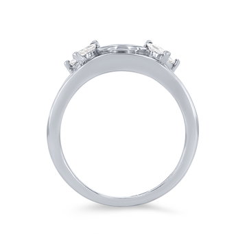 True Romance Floral Marquise and Round Diamond Ring Wrap In White Gold 14K