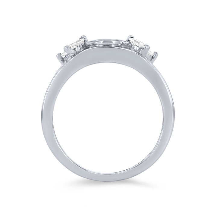 True Romance Floral Marquise and Round Diamond Ring Wrap In White Gold 14K