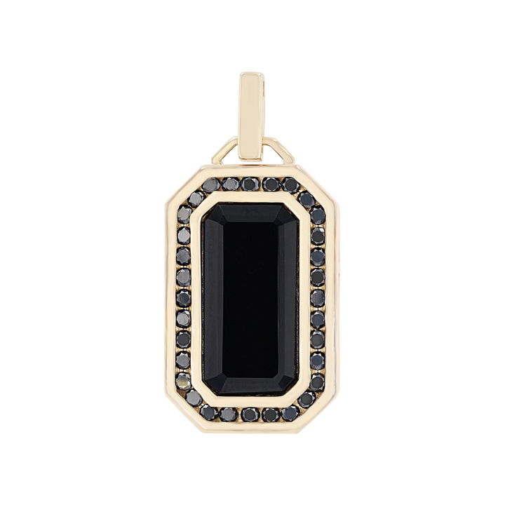 Black Diamond and Onyx Pendant In Yellow Gold 14K