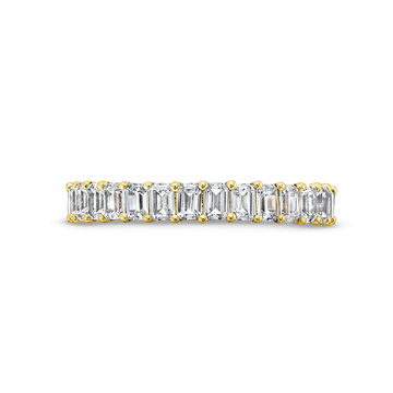 Emerald Diamond Vertical Eternity Wedding Band In Yellow Gold 14K
