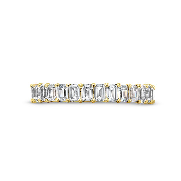 Emerald Diamond Vertical Eternity Wedding Band In Yellow Gold 14K