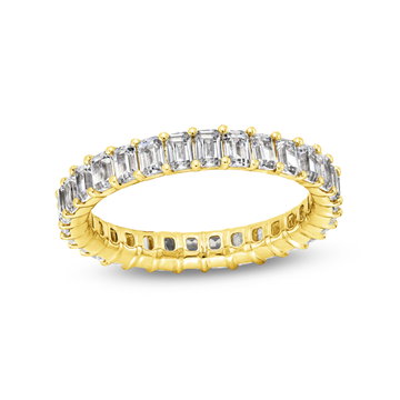 Emerald Diamond Vertical Eternity Wedding Band In Yellow Gold 14K