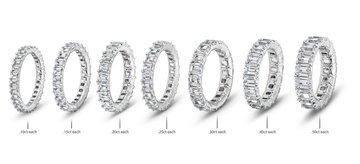 Emerald Diamond Vertical Eternity Wedding Band In Yellow Gold 14K