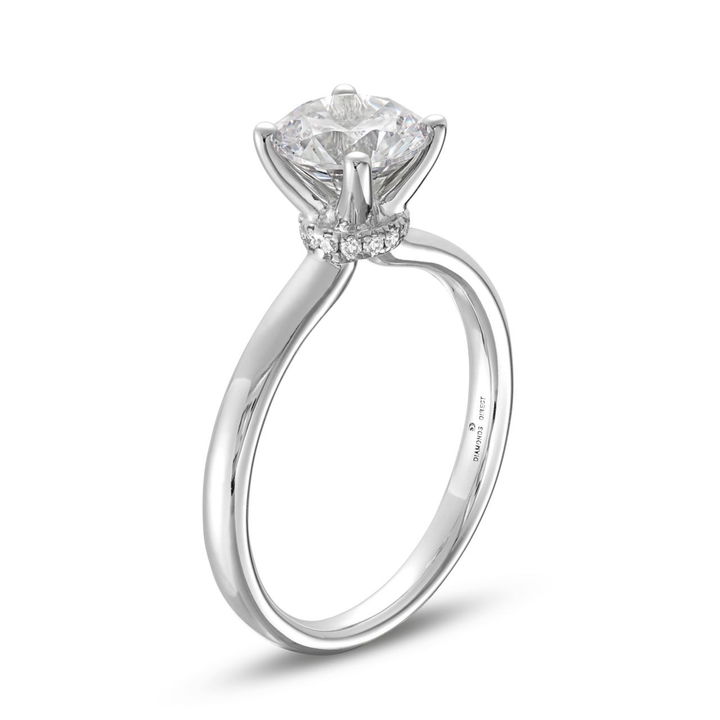 White Gold 14K Solitaire Hidden Diamond Belt Engagement Setting by Diamonds Direct Designs