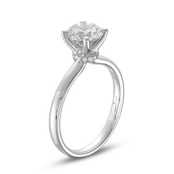 Solitaire Hidden Diamond Belt Engagement Setting by Adorette In White Gold 14K