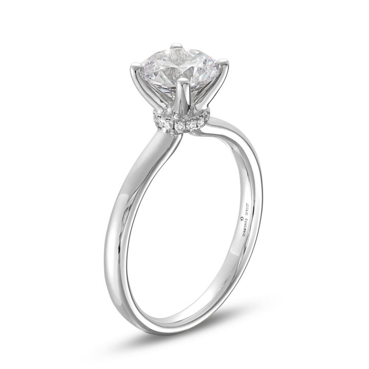 Solitaire Hidden Diamond Belt Engagement Setting by Adorette In White Gold 14K