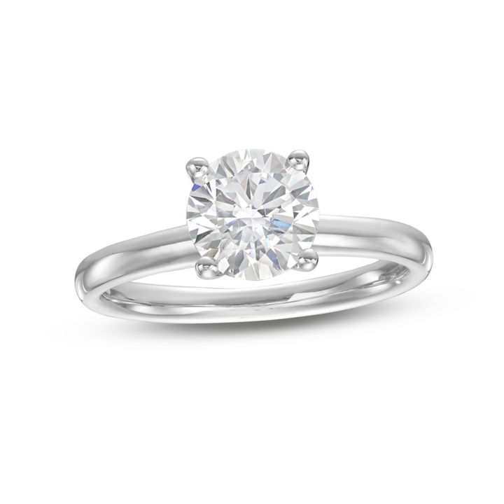 White Gold 14K Solitaire Hidden Diamond Belt Engagement Setting by Diamonds Direct Designs
