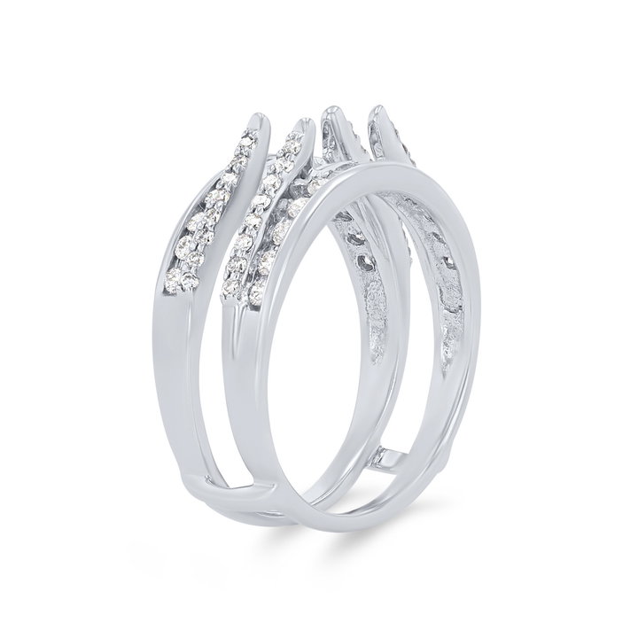 True Romance Two Row Diamond Ring Guard In White Gold 14K