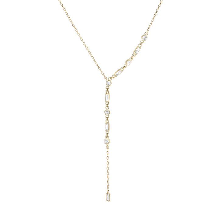 Alternating Diamond "Y" Necklace In White Gold 18K