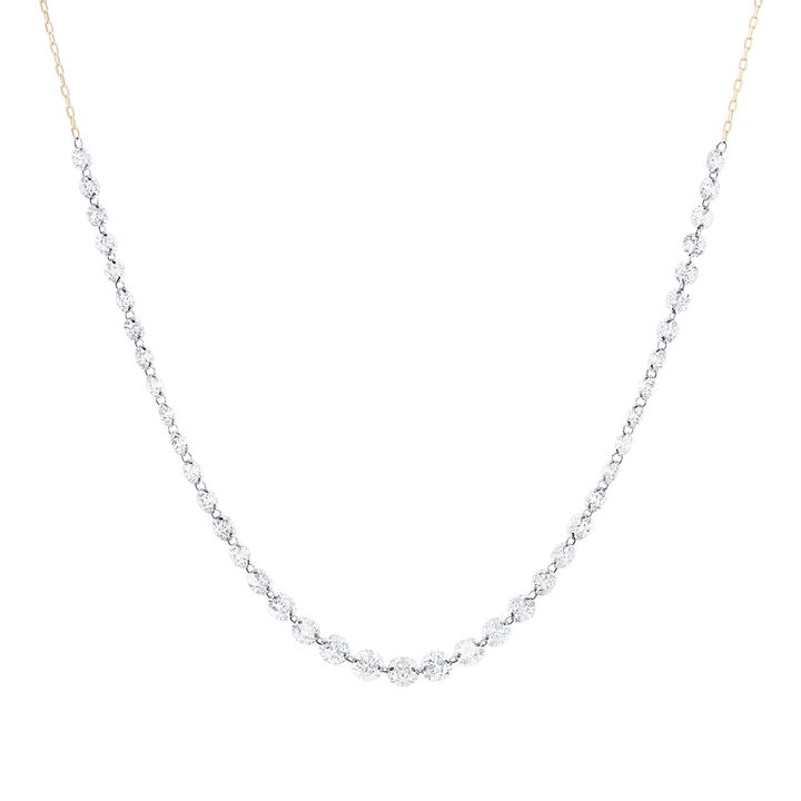 White Gold 18K Graduated Diamond Floating Necklace