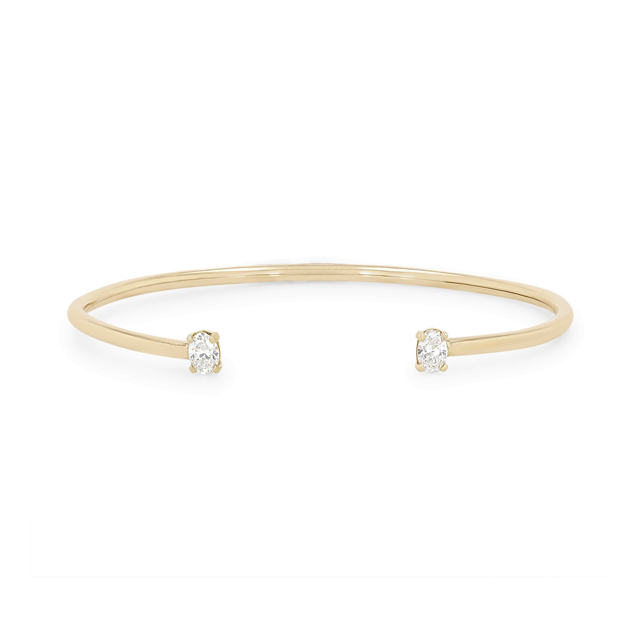 Oval Diamond Open Bangle Bracelet