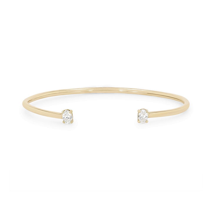 White Gold 18K Oval Diamond Open Bangle Bracelet
