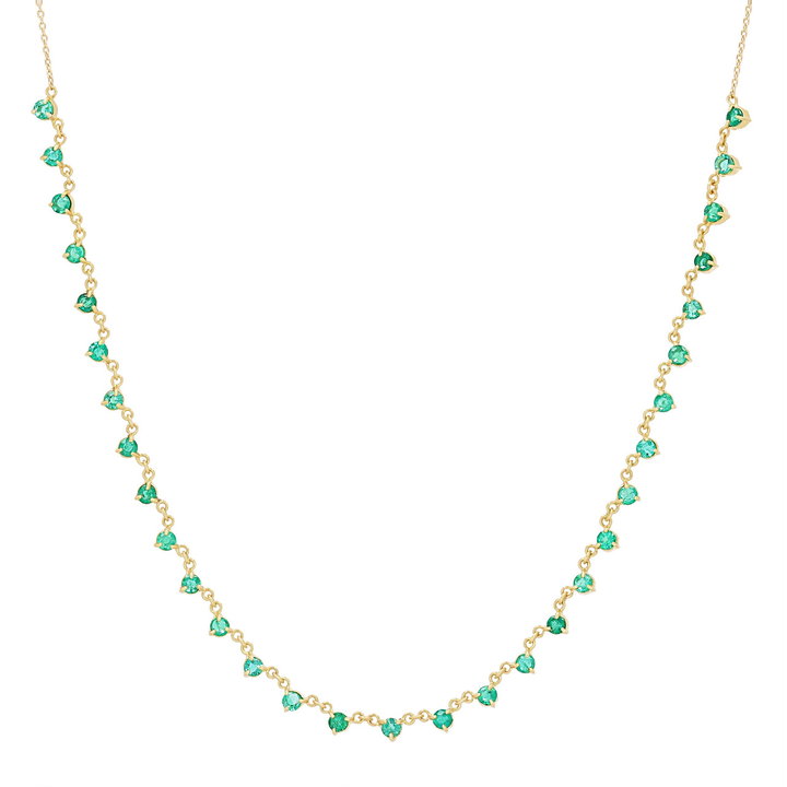 Green Emerald Necklace In Yellow Gold 18K