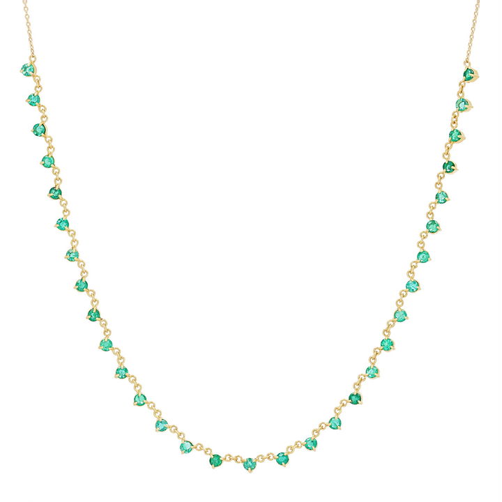 Green Emerald Necklace In Yellow Gold 18K
