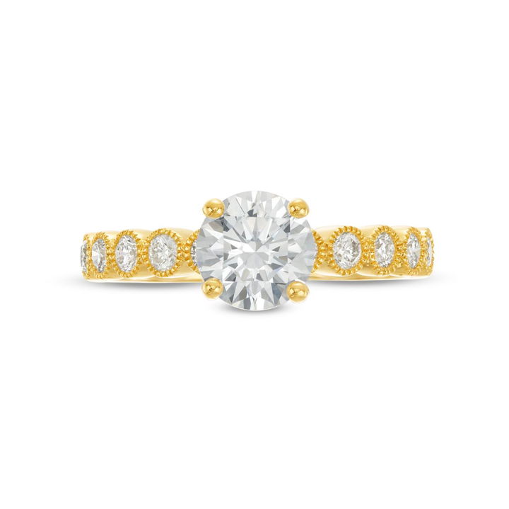 Bezel Milgrain Engagement Setting by Adorette In Yellow Gold 14K
